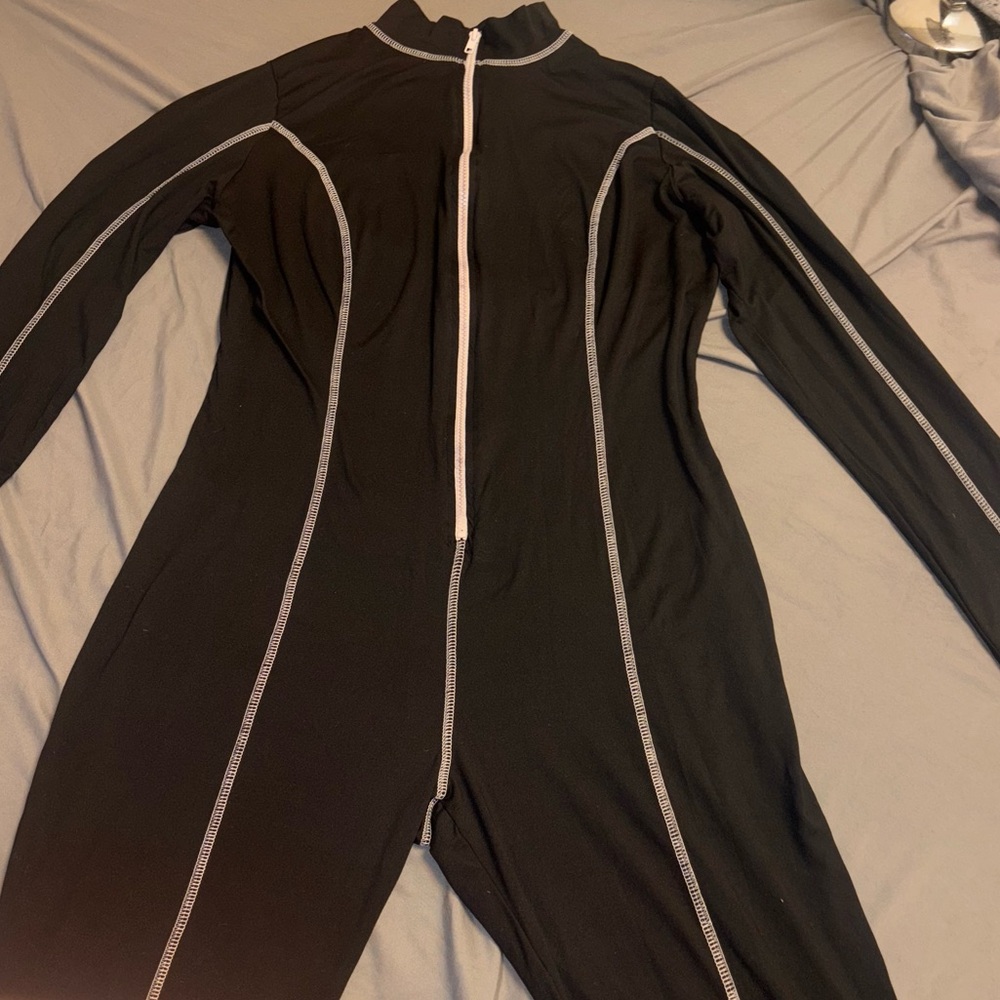 Fashion Nova Black Jumpsuit with White Trim